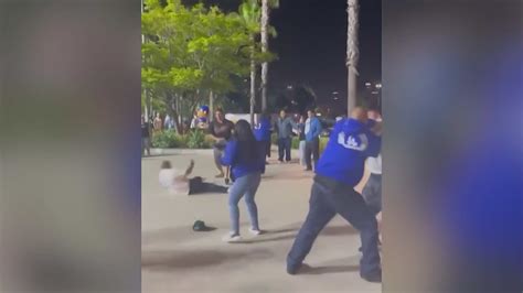 Man knocked unconscious during brawl at Dodger Stadium